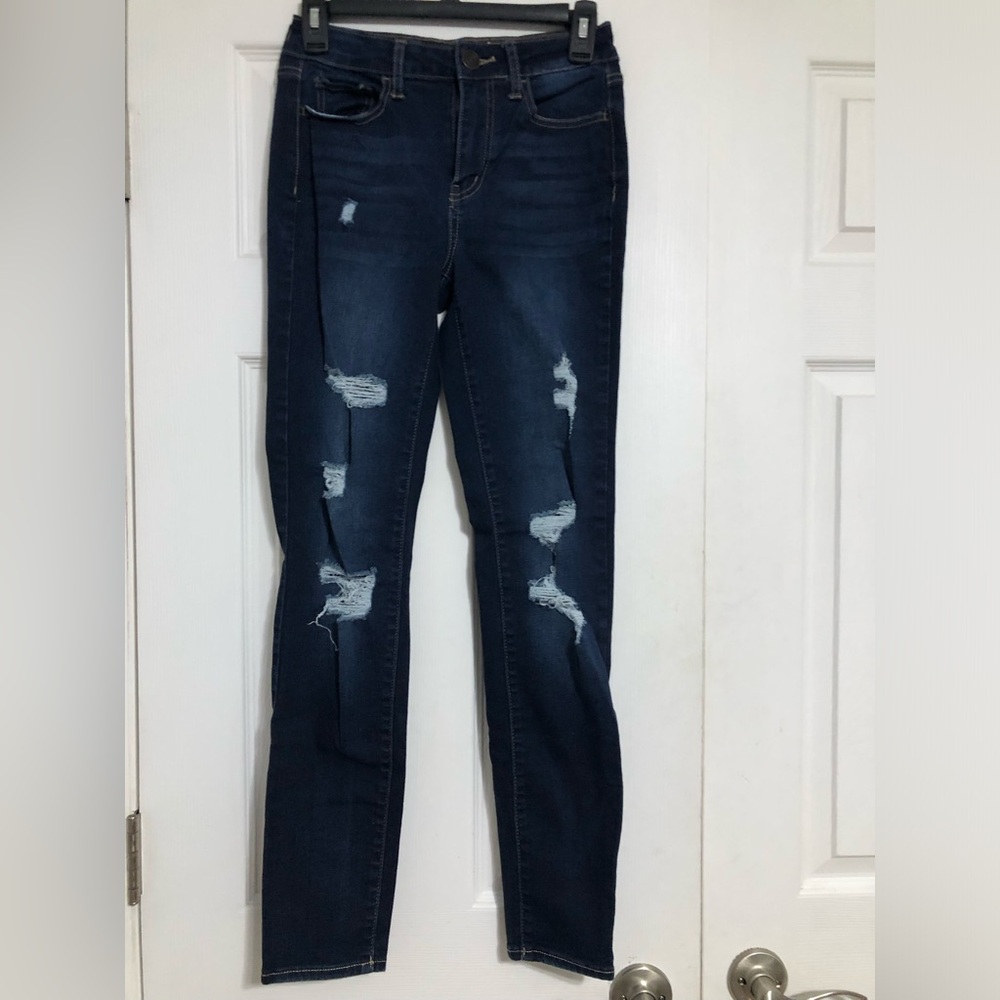 SO high rise skinny jeans ripped distressed junior‎ size 3 26W teens college.